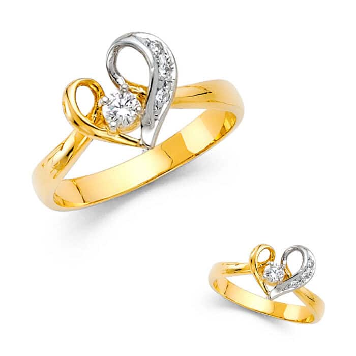 14K Yellow Gold Cubic Zirconia Fancy Ring - Image 3