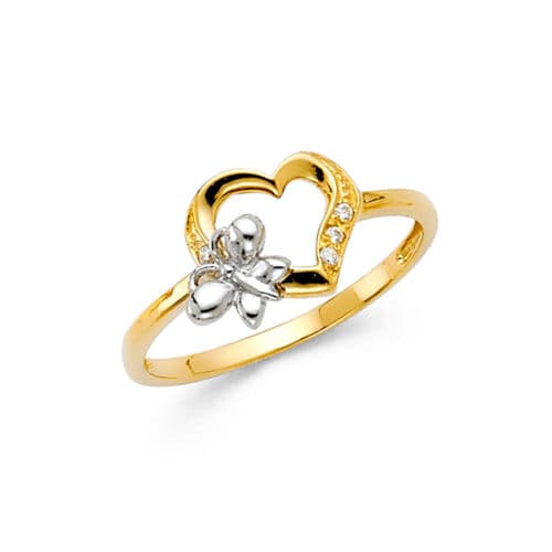 14K Two Tone Gold Cubic Zirconia Fancy Ring