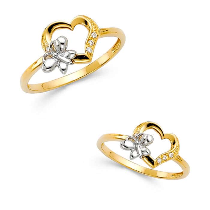 14K Two Tone Gold Cubic Zirconia Fancy Ring - Image 3
