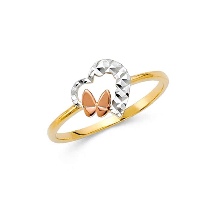 14K Two Tone Gold Cubic Zirconia Fancy Ring
