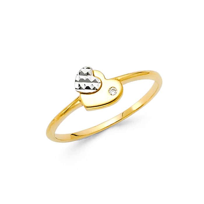 14K Two Tone Gold Cubic Zirconia Fancy Ring