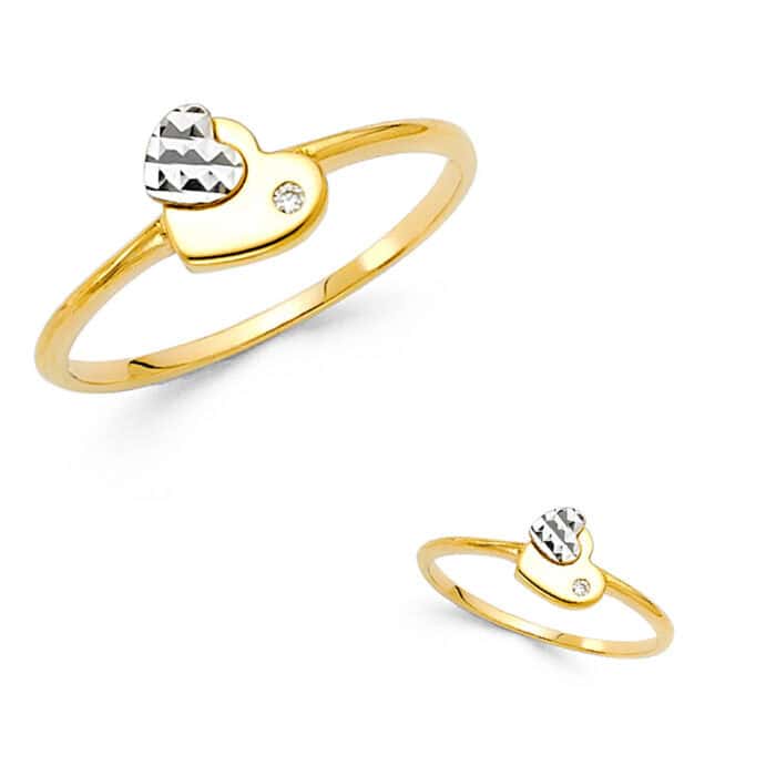 14K Two Tone Gold Cubic Zirconia Fancy Ring - Image 3