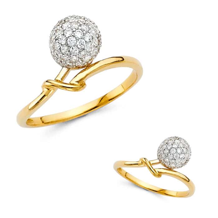 14K Yellow Gold Cubic Zirconia Fancy Ring - Image 3