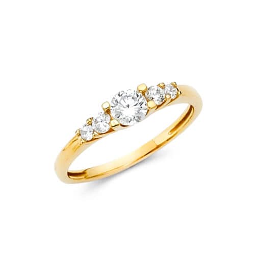 14K Yellow Gold Cubic Zirconia Engagement Ring