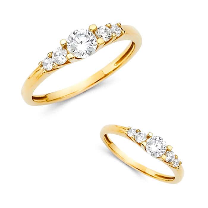 14K Yellow Gold Cubic Zirconia Engagement Ring - Image 3