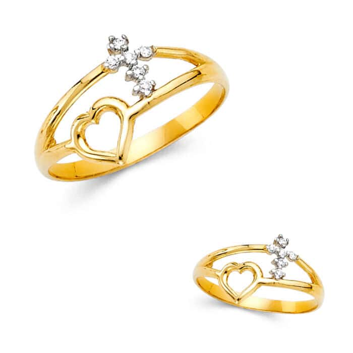 14K Yellow Gold Cubic Zirconia Fancy Ring - Image 3