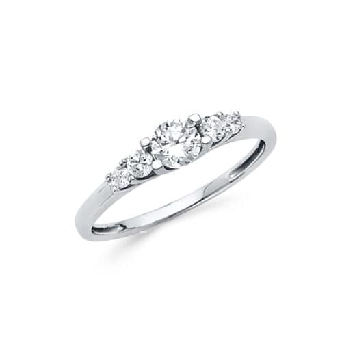 14K White Gold Cubic Zirconia Engagement Ring