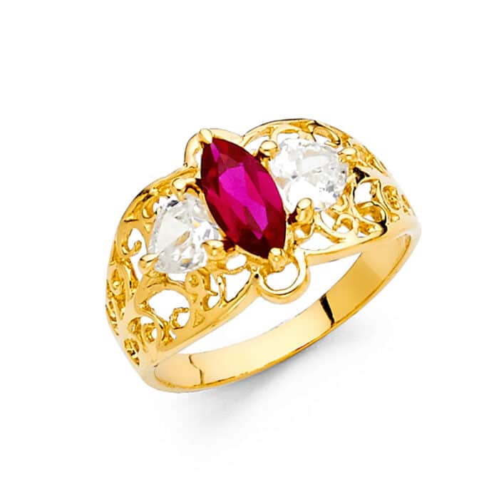14K Yellow Gold Cubic Zirconia Fancy Ring