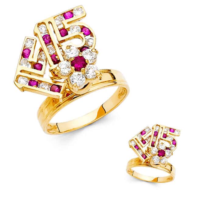 14K Yellow Gold Cubic Zirconia 15 Years Motion Ring - Image 3