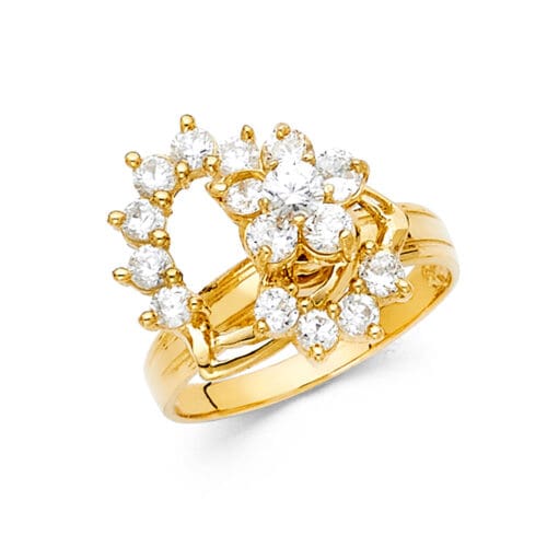 14K Yellow Gold Cubic Zirconia Motion Ring