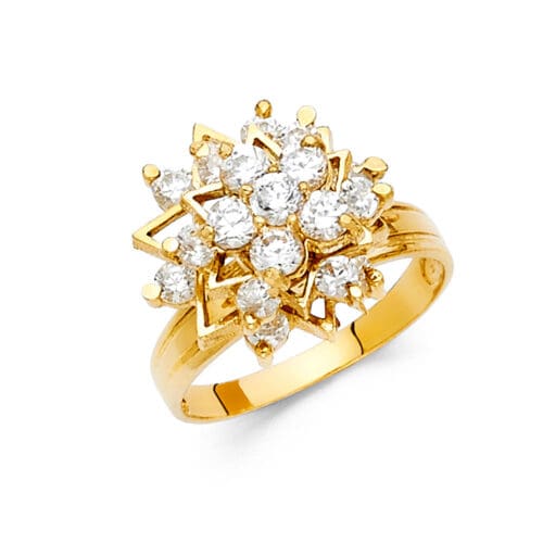 14K Yellow Gold Cubic Zirconia Motion Ring
