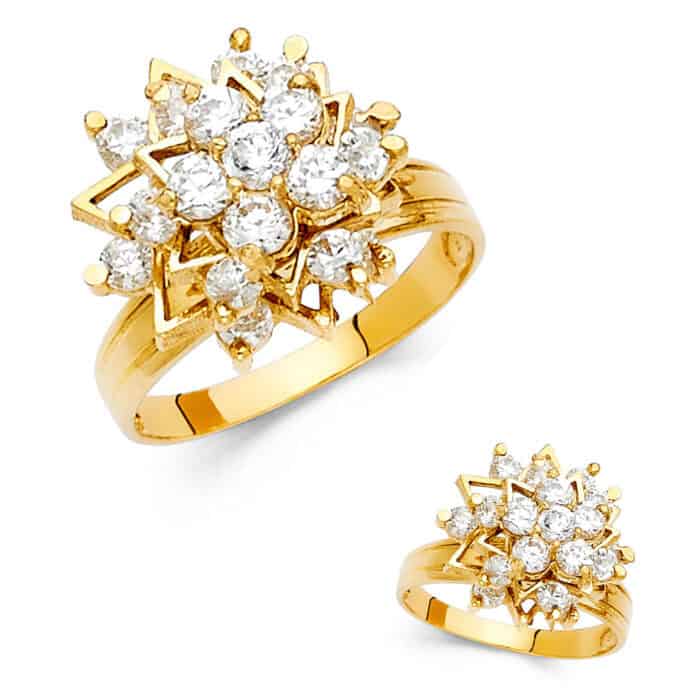 14K Yellow Gold Cubic Zirconia Motion Ring - Image 3