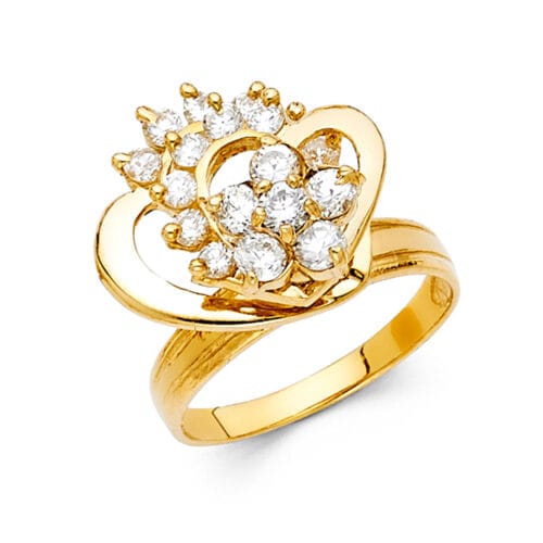 14K Yellow Gold Cubic Zirconia Motion Ring