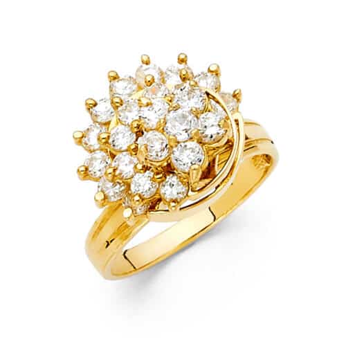 14K Yellow Gold Cubic Zirconia Motion Ring