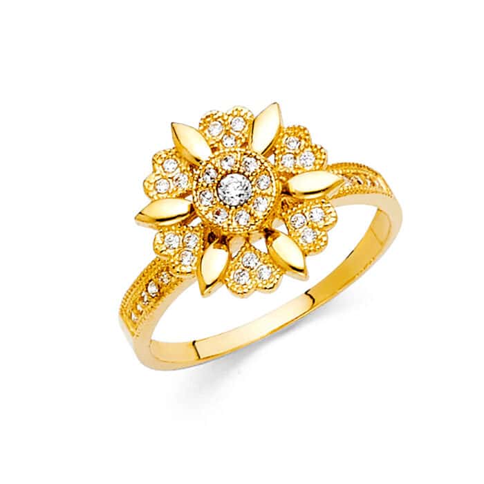 14K Yellow Gold Cubic Zirconia Fancy Ring