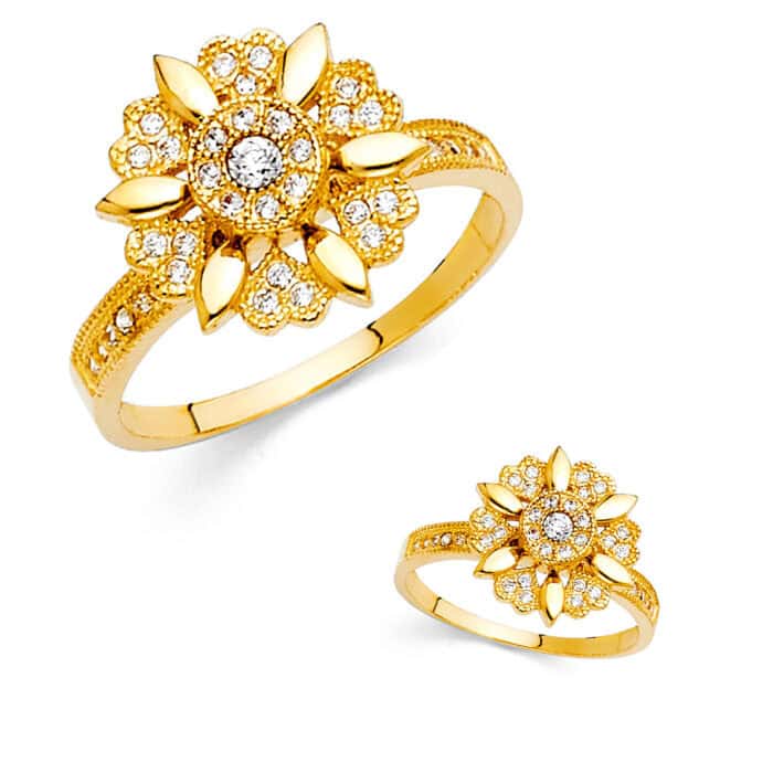 14K Yellow Gold Cubic Zirconia Fancy Ring - Image 3