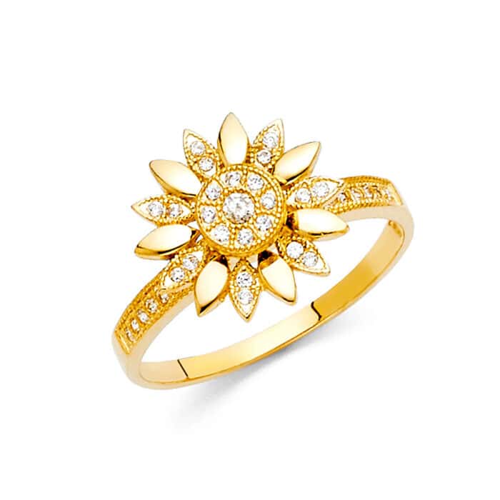 14K Yellow Gold Cubic Zirconia Fancy Ring