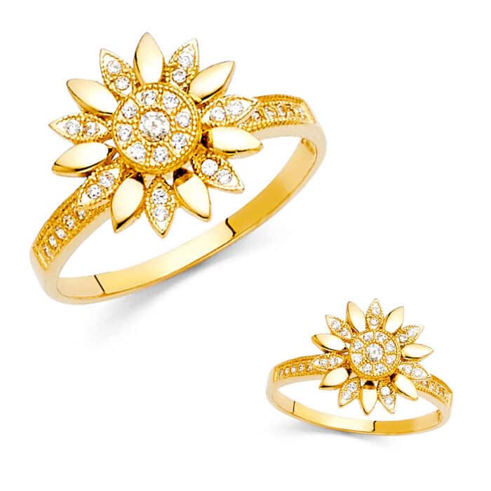 14K Yellow Gold Cubic Zirconia Fancy Ring - Image 3