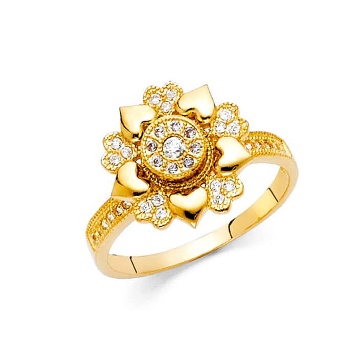 14K Yellow Gold Cubic Zirconia Fancy Ring