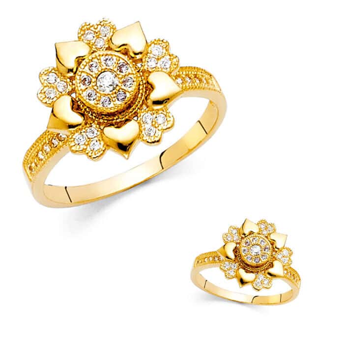 14K Yellow Gold Cubic Zirconia Fancy Ring - Image 3