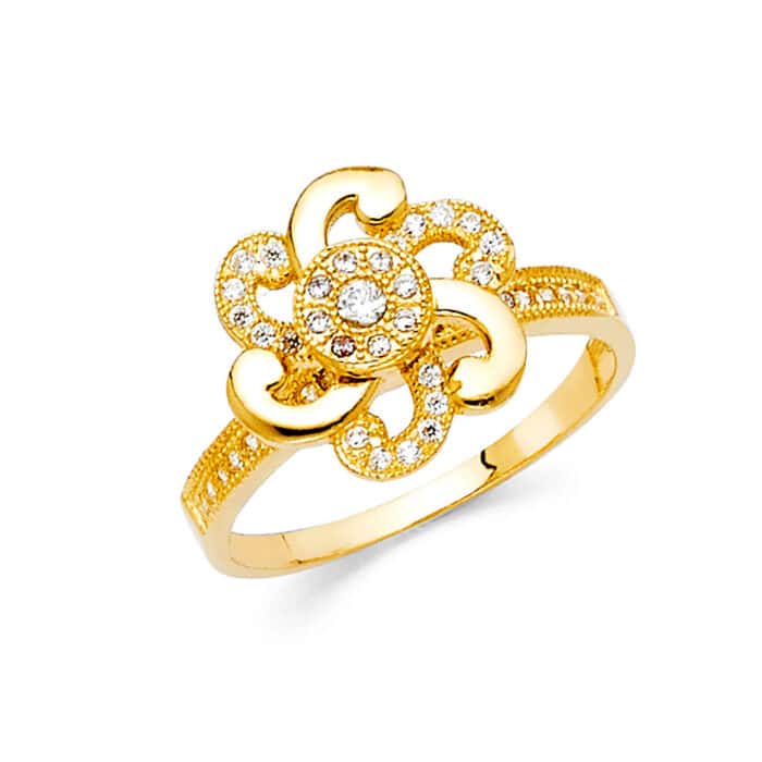14K Yellow Gold Cubic Zirconia Fancy Ring
