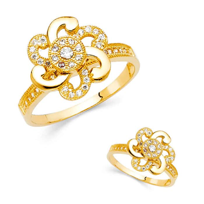 14K Yellow Gold Cubic Zirconia Fancy Ring - Image 3