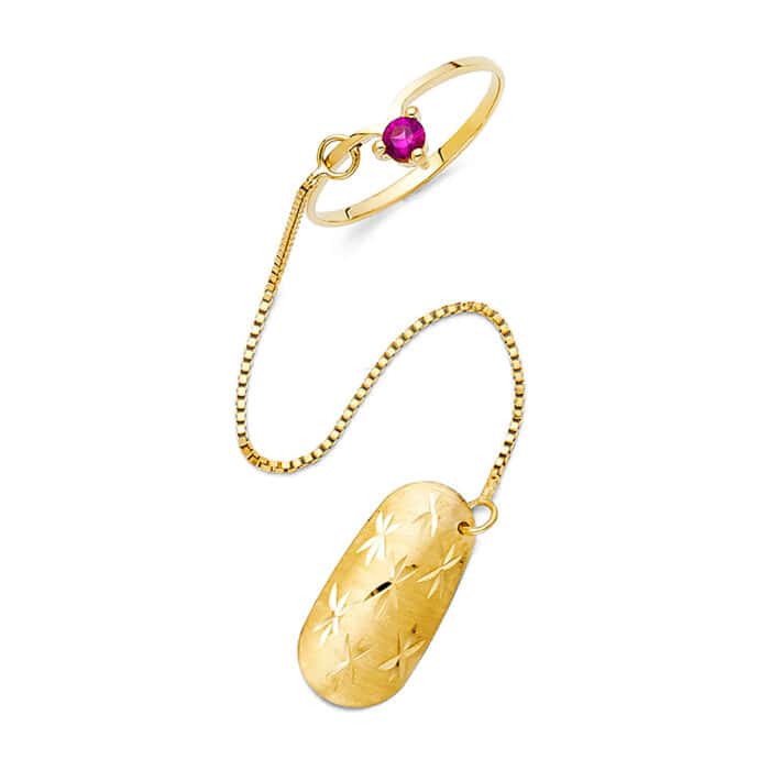 14K Yellow Gold Cubic Zirconia Nail Ring