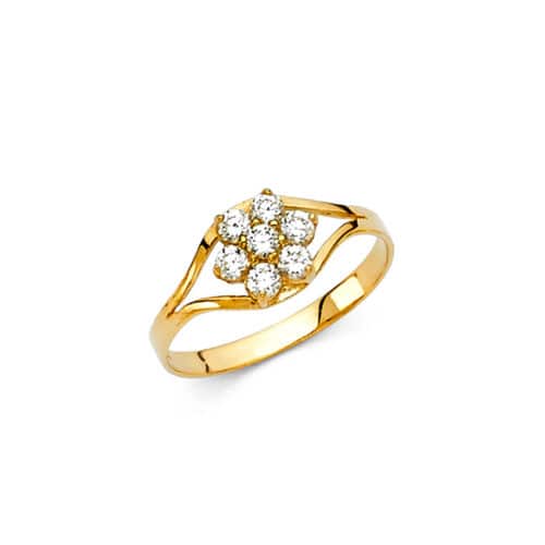 14K Yellow Gold Cubic Zirconia  April  Birth Stone Babies Ring