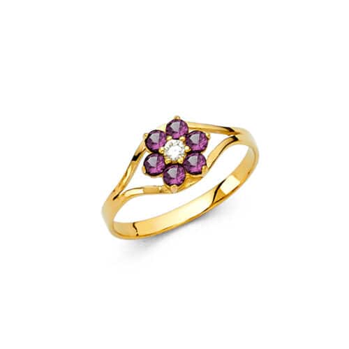 14K Yellow Gold Cubic Zirconia June Birth Stone Babies Ring
