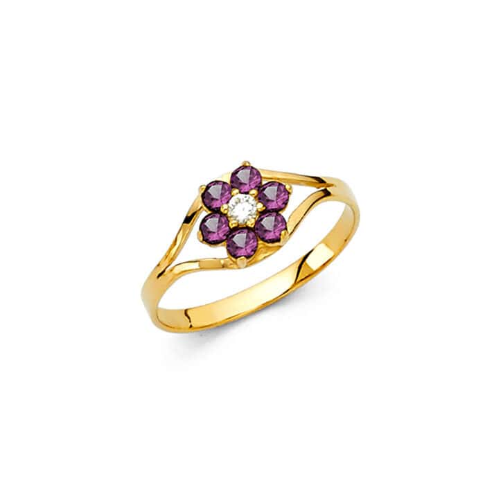 14K Yellow Gold Cubic Zirconia June Birth Stone Babies Ring