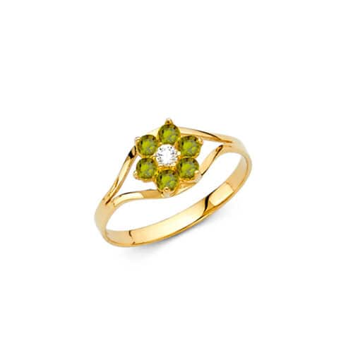 14K Yellow Gold Cubic Zirconia August Birth Stone Babies Ring