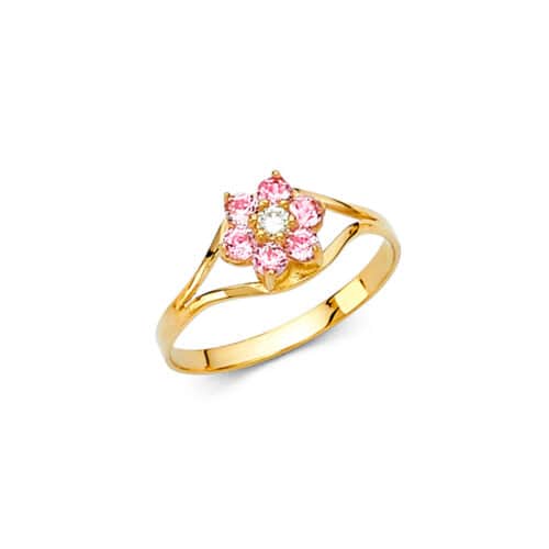 14K Yellow Gold Cubic Zirconia October Birth Stone Babies Ring