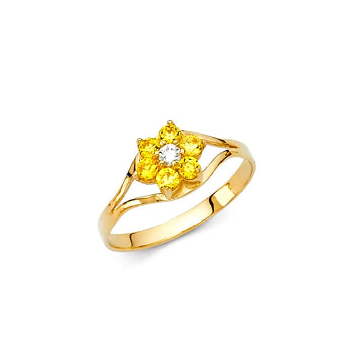 14K Yellow Gold Cubic Zirconia November Birth Stone Babies Ring