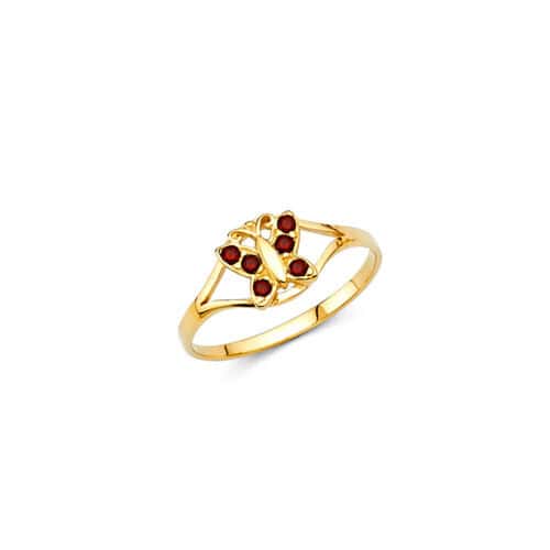 14K Yellow Gold Cubic Zirconia January Birth Stone Babies Ring