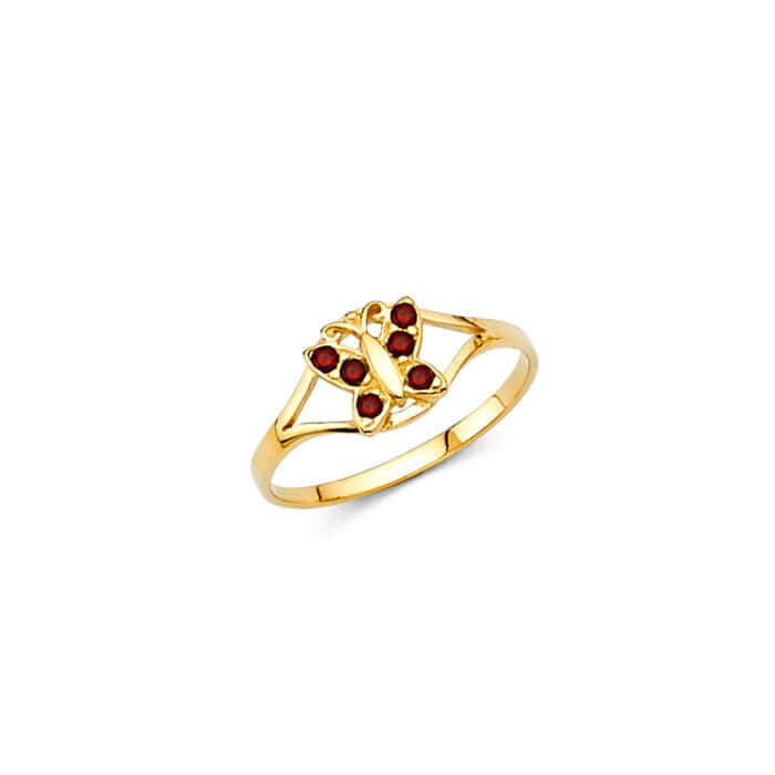 14K Yellow Gold Cubic Zirconia January Birth Stone Babies Ring