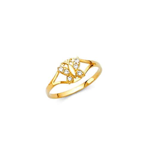 14K Yellow Gold Cubic Zirconia  April Birth Stone Babies Ring