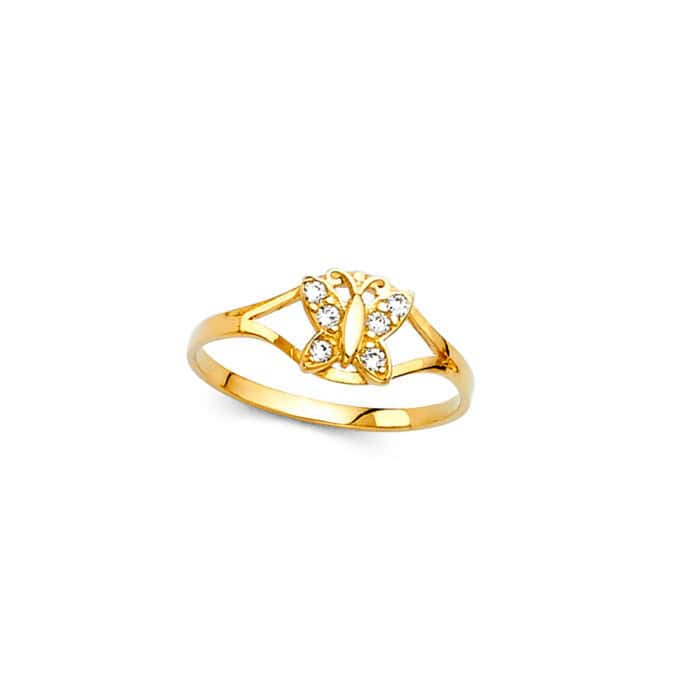 14K Yellow Gold Cubic Zirconia  April Birth Stone Babies Ring - Image 2