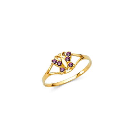 14K Yellow Gold Cubic Zirconia June Birth Stone Babies Ring