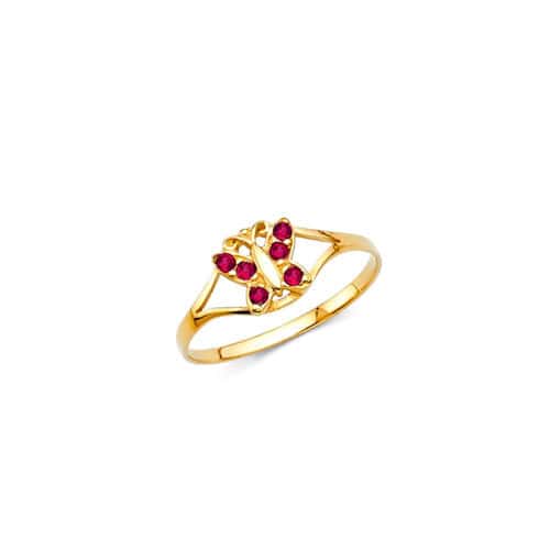 14K Yellow Gold Cubic Zirconia July Birth Stone Babies Ring