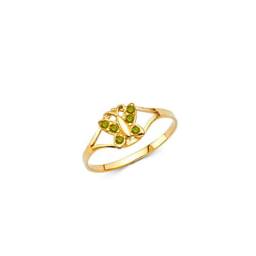 14K Yellow Gold Cubic Zirconia August Birth Stone Babies Ring