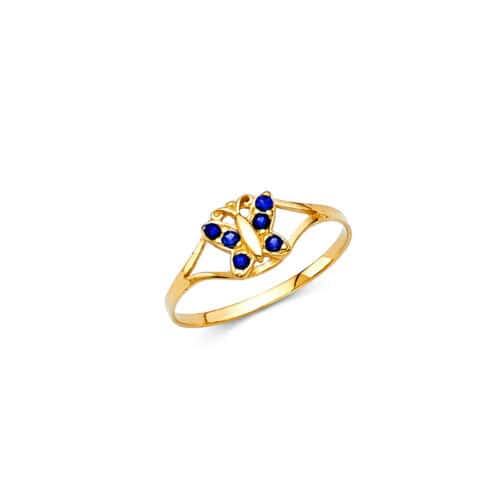 14K Yellow Gold Cubic Zirconia September Birth Stone Babies Ring