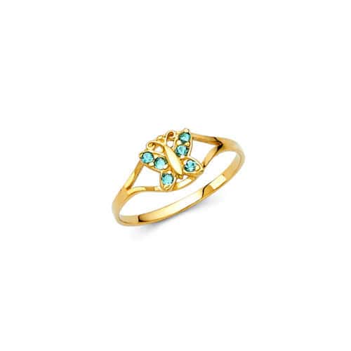 14K Yellow Gold Cubic Zirconia December Birth Stone Babies Ring