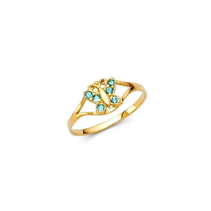 14K Yellow Gold Cubic Zirconia December Birth Stone Babies Ring