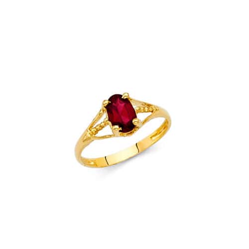 14K Yellow Gold Cubic Zirconia January Birth Stone Babies Ring