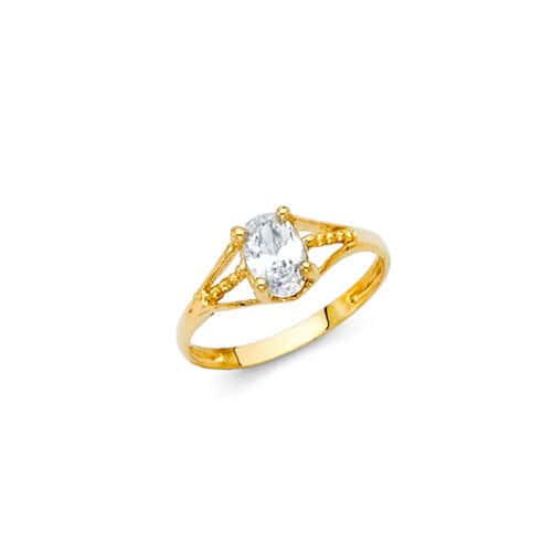 14K Yellow Gold Cubic Zirconia April Birth Stone Babies Ring