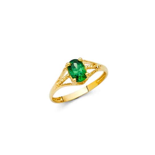 14K Yellow Gold Cubic Zirconia May Birth Stone Babies Ring