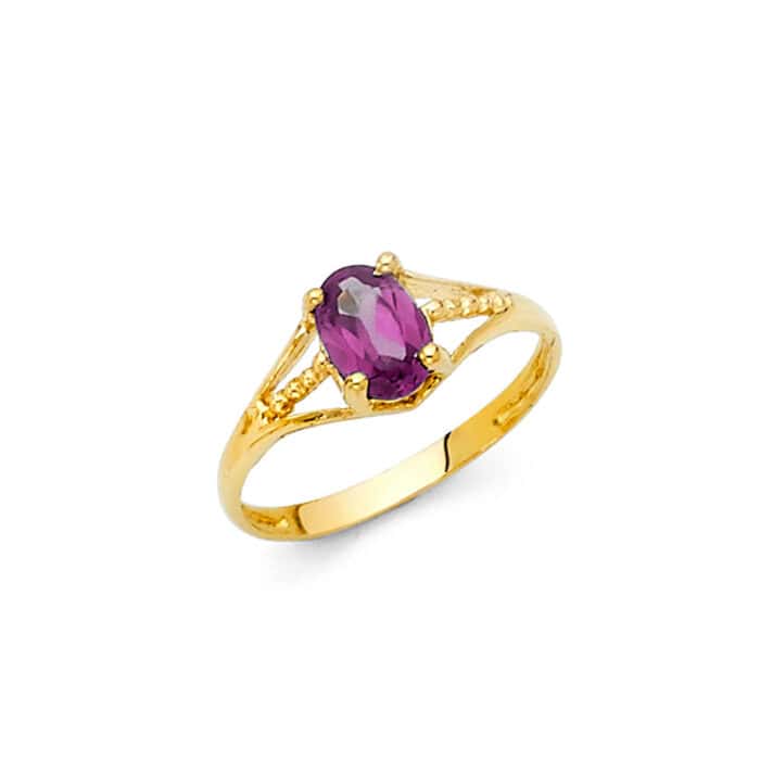 14K Yellow Gold Cubic Zirconia June Birth Stone Babies Ring