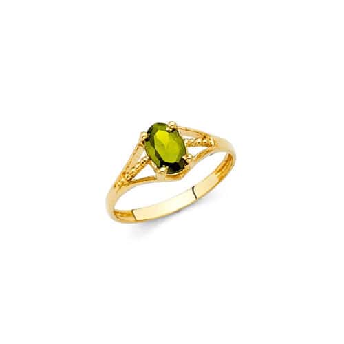 14K Yellow Gold Cubic Zirconia August Birth Stone Babies Ring