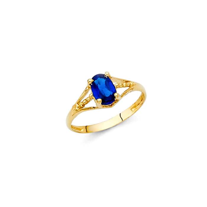 14K Yellow Gold Cubic Zirconia September Birth Stone Babies Ring