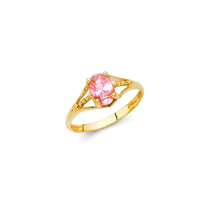 14K Yellow Gold Cubic Zirconia October Birth Stone Babies Ring